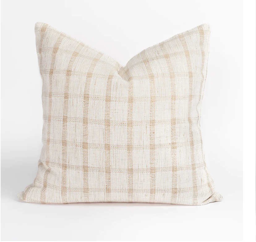 Neutral windowpane Cover Pillow