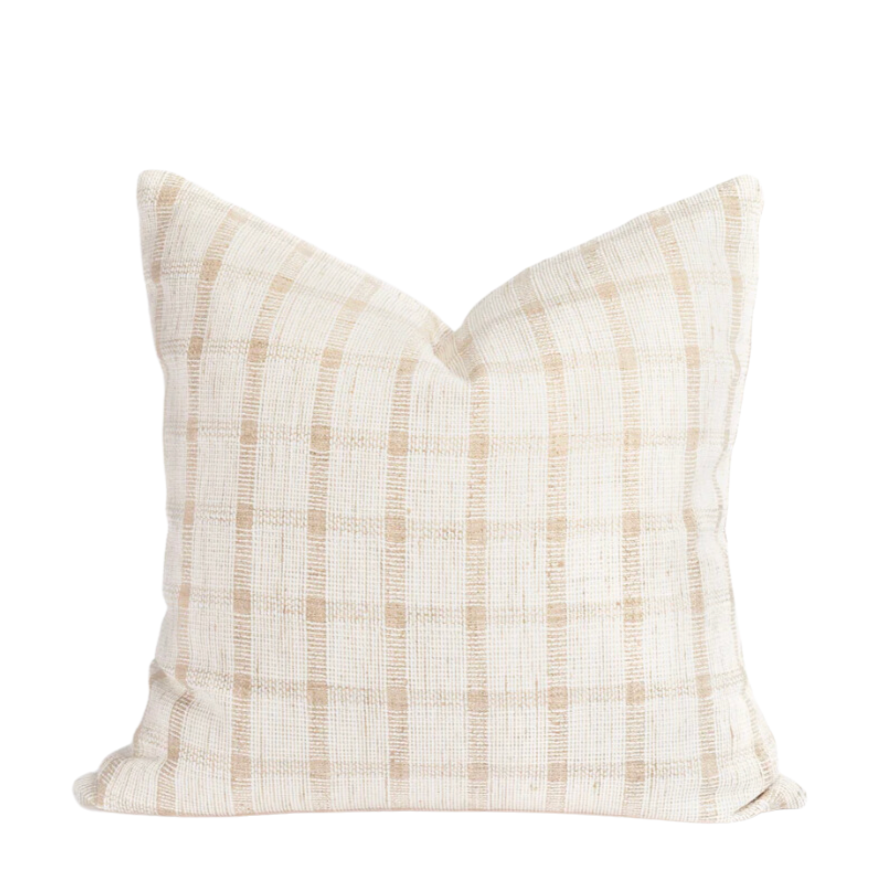 Neutral windowpane Cover Pillow| handwoven Pillows 