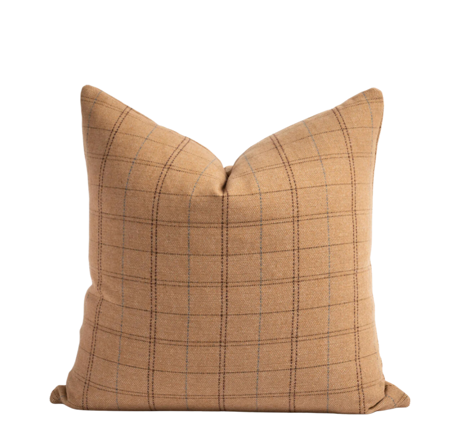 Plaid Camel windowpane Cover Pillow|Handwoven Cover Pillows| Luxury Pillow Covers| Fall Pillows