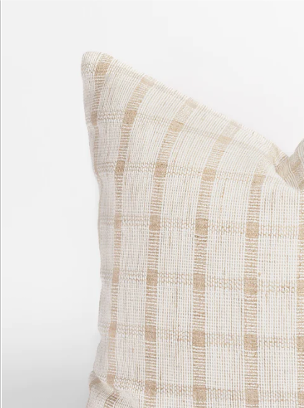 Neutral windowpane Cover Pillow