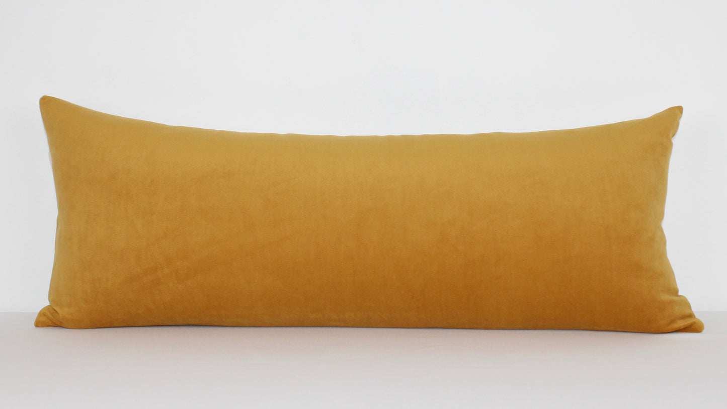 Mustard Velvet Lumbar Cover Pillow