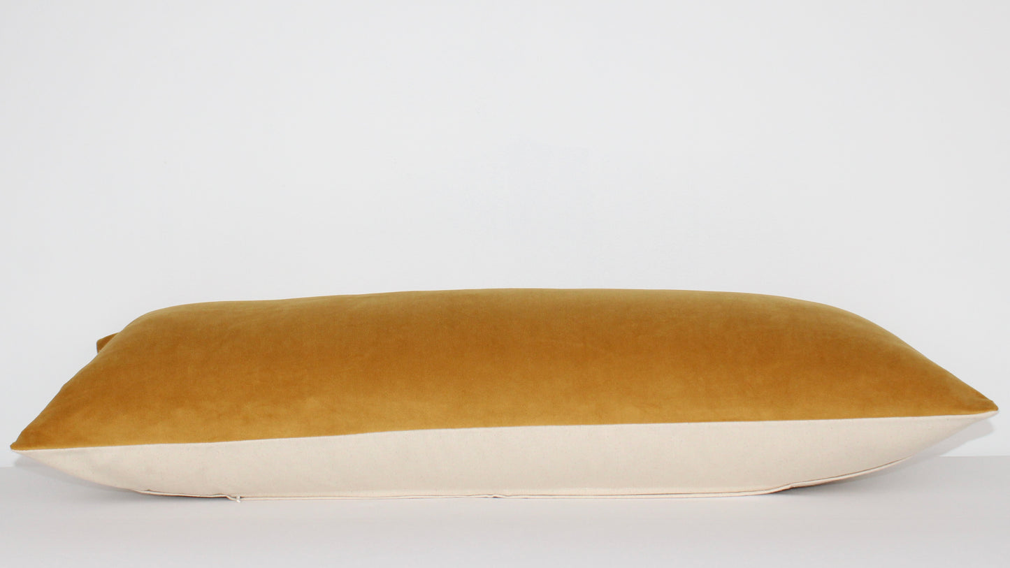 Mustard Velvet Lumbar Cover Pillow