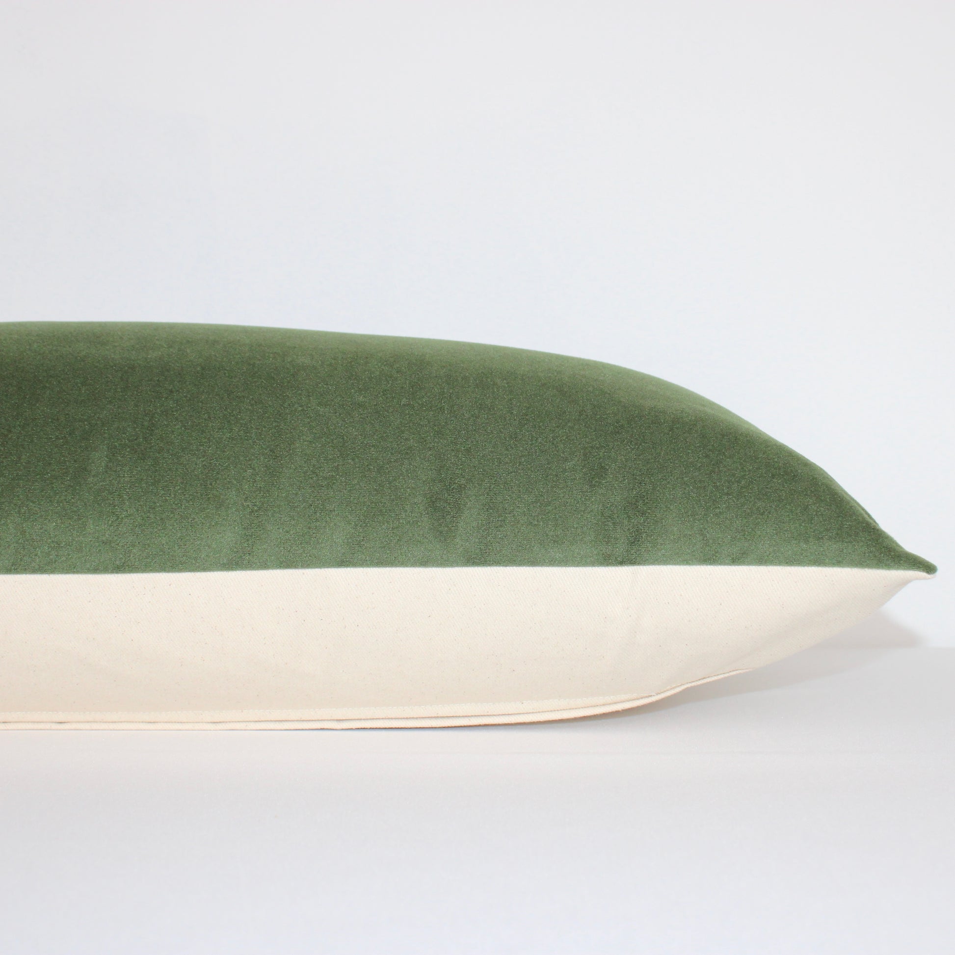 Green Velvet Extra Skinny Extra Long Lumbar Pillow with Tassels 